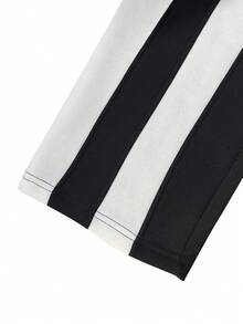 Hidkat Women's Autumn/Winter Black & White Contrast Color Thin Fleece Straight Leg Casual Sports Pants With Drawstring Waist For Daily Wear - Black - View 6
