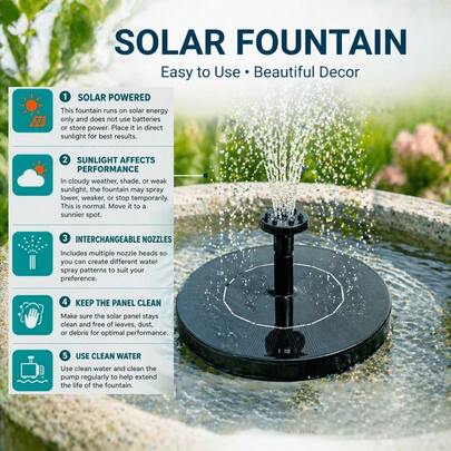 Portable Floating Solar Water Pump Fountain For Garden, Pond, Swimming Pool, Fish Tank, Aquarium And Outdoor Decor, Includes Multiple Nozzles To Attract Hummingbirds And Wildlife, Perfect For High-End Hotel Entrance Water Feature, Home Front Yard, Backyard, Bird Bath, Garden, Patio And Lawn Party Decoration, Adds Beautiful Backdrop, Travel, Perfect Birthday Or Holiday Gift For Men And Women, Ideal Choice For Thanksgiving, Halloween, Christmas, Easter, Valentine's Day, New Year