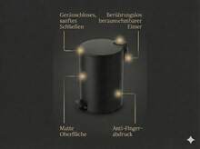 3-Liter Trash Can Made Of Black Stainless Steel With Soft-Close Function, Large Foot Pedal, And Scratch-Resistant, Fingerprint-Resistant Coating – Ideal For Modern Bathrooms And Kitchens - View 6