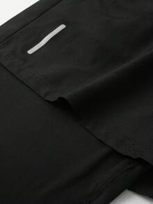 1pc Men's 2 In 1 Running Sports Long Pants With Zipper Pockets, Printed Fitness Outdoor Trousers - Black - View 6