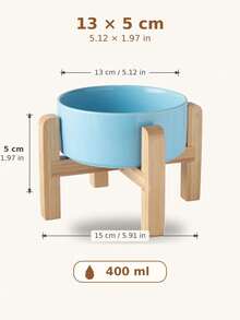 Ceramic Dog Bowl Set With Wooden Base, 13.53 Oz Capacity, Anti-Slip Feature, Suitable For Small Dogs, Medium Dogs, Large Puppies, Cats, Golden Retrievers And Other Pets - 400ml - View 8