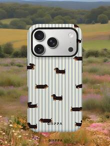 GIIPPA 1pc Gray-Blue Vertical Stripe Background With Dachshund Dog ...