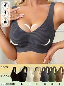 4 PCS Seamless Breathable Wireless Sports Bra For Women - Full Coverage Design, Anti-Slip Material, With Lifting And Support Functions - Multicolor - View 6