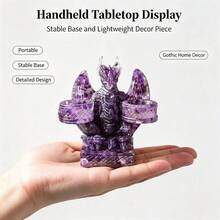 1PC Natural Amethyst Crystal Dragon Statue, Double Candle Holder Figurine, Reiki Healing Feng Shui Decor, Home & Office Desktop - Resin Fire Dragon Figurine - View 9