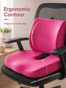 Minimalist Seat Cushion & Lumbar Support Set, Thickened U-Shaped Office Chair Back Cushion With Straps, Breathable Fabric Cover, Suitable For Office Chair, Computer Chair, Car Seat, Study, Home Office, Holiday, Holiday, Cyber Monday - Multicolor - View 5