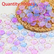 100pcs Acrylic Dual-Color Gold Foil Flower Beads, Acrylic Loose Beads For Jewelry Making - Two-tone Flower Bead - View 21