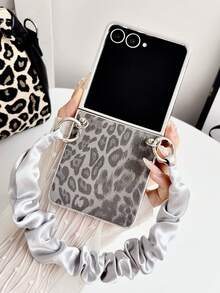1pc Girls Electroplated Leopard Print Scarf Bracelet Style Smart Phone Case Protective Cover Portable Design Phone Case Protective Cover Compatible With Samsung Galaxy Z Flip8, Galaxy ZFlip 7, Galaxy ZFlip 7FE, Galaxy ZFlip 6, Galaxy ZFlip 5 Back To School Season - Multicolor - View 3