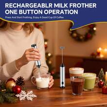 Lalayuan 1pc Mini Portable USB Rechargeable Stainless Steel Handheld Milk Frother & Egg Beater, Includes Charging Cable - View 2