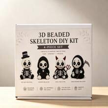 3D Beaded Skull DIY Kit 4pcs Cute Skull Pirate Skull Halloween Mini Skull Beaded Handmade Set Includes Full Accessories Beads Thread Detailed Instruction Manual Handmade Spooky Decor Adult Beginner Home Desktop Holiday Party Ornament DIY Art Craft - View 10