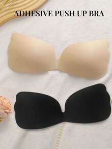 1pc Strapless Wing-Shaped Adhesive Bra (Includes 30pcs Nipple Covers), Soft Lift And Shaping, Suitable For Daily Wear And Body Sculpting - Multicolor - View 2