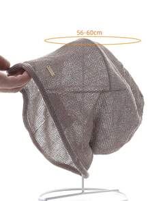 1pc Linen Bucket Hat With Mini Metal Label, Hollow Breathable Solid Color Headwear, Summer Beach Travel Outdoor Walking Daily Wear Accessory - Multicolor - View 7