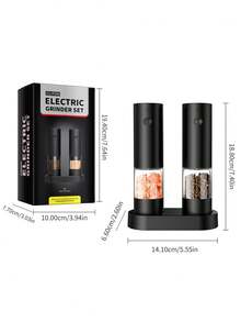 CLITON 頂級可充電電動鹽胡椒研磨器 3 款可選：單個研磨器、儲存底座套組、充電底座套組，粗細可調，LED 陶瓷研磨頭，頂部補料，戶外 BBQ 餐桌香料研磨器，廚房節日喬遷禮物 - 彩色 - 查看 12