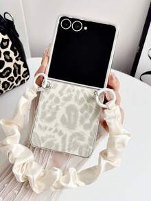 1pc Girls Electroplated Leopard Print Scarf Bracelet Style Smart Phone Case Protective Cover Portable Design Phone Case Protective Cover Compatible With Samsung Galaxy Z Flip8, Galaxy ZFlip 7, Galaxy ZFlip 7FE, Galaxy ZFlip 6, Galaxy ZFlip 5 Back To School Season - Multicolor - View 5