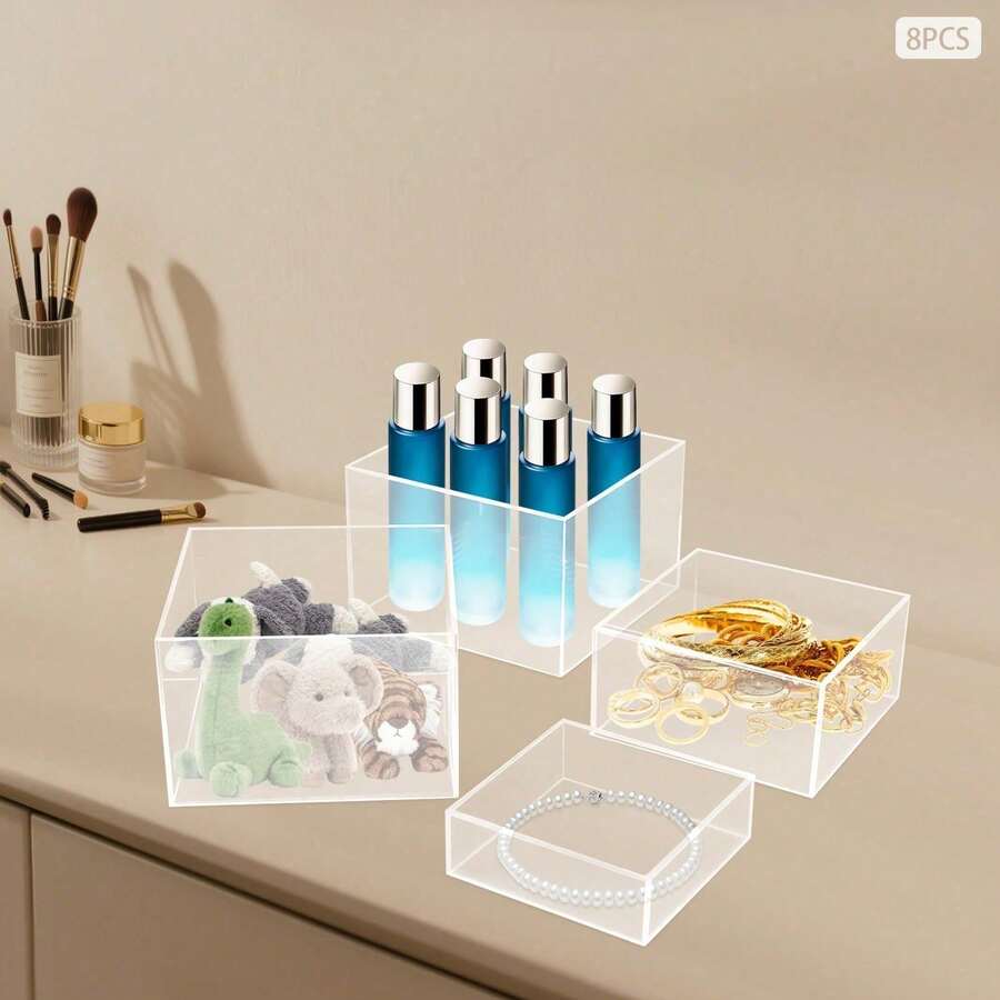 8pcs Modern Display Stands, Countertop Clear Food Risers For Buffet Table, Reusable Acrylic Pedestal Decoration For Cupcake - Transparent - View 1