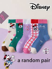 1/5/10 Pairs Disney Men's Mid-Calf Socks, Halloween Bow Plaid Minnie Mouse, Autumn/Winter Funny Socks - Multicolor - View 15