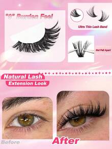ISEEN 432pcs Eyelash Book, Soft Comfortable High Quality DIY Cluster False Eyelashes, Single Eyelash Home DIY False Eyelash Set - D - View 5