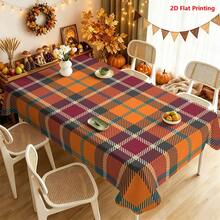 1/2pcs Autumn Tablecloth, Orange Red Burgundy Black Plaid Polyester Fabric Tablecloth, Rustic Farmhouse Style Autumn Thanksgiving Decor Suitable For Kitchen Dining Room Coffee Table Dining Table Picnic Camping Tabletop Protection And Holiday Decoration - Multicolor - View 13