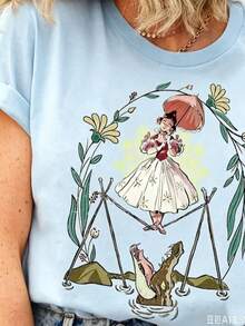 Flower Tightrope Walker Swea Tightrope Girl The Haunted Mansion Shirt Foolish Mortal Land Halloween Family Matching Outfi. Ll Seasons, Fashionable Top - 藍色1 - 查看 2