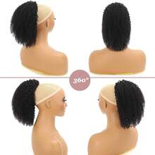 Afro Kinky Curly Drawstring Ponytail Human Natural Hairpiece Human Hair Wigs Wrap Around Ponytails Natural Hair For Women - Multicolor - View 7