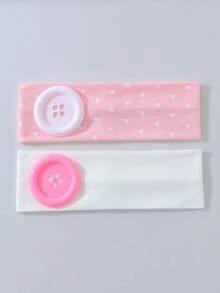 1件女款時尚多巴胺鈕扣裝飾波點印花柔軟防滑髮箍，彈性瑜伽運動髮飾，適合日常穿搭與多種場合 - 彩色 - 查看 1