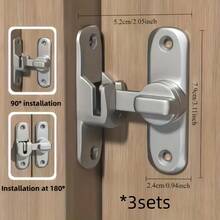 1 Set Stainless Steel Latch Lock, Comes With Screws & Tools, Easy DIY Installation For Wooden Doors, Cabinets, Furniture - Multicolor - View 14
