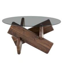 Living Room Table Sets - Walnut + MDF+Glass - View 4