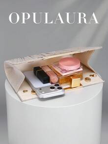 OpulAura 歐美女款時尚閃亮水鑽晚宴包，奢華亮片鑽石手拿包，高端閃耀晚宴包，靜奢風手提包，適合舞會、派對、雞尾酒會、生日派對，可搭配洋裝，適合作為生日禮物、新娘手拿包 - 金色 - 查看 4