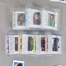 Fresh A8 Double Snap Mini 3-Ring Zipper Binder Card Album Glitter Loose-Leaf Planner 3-Inch Single Slot Photo Storage Album - Multicolor - View 1