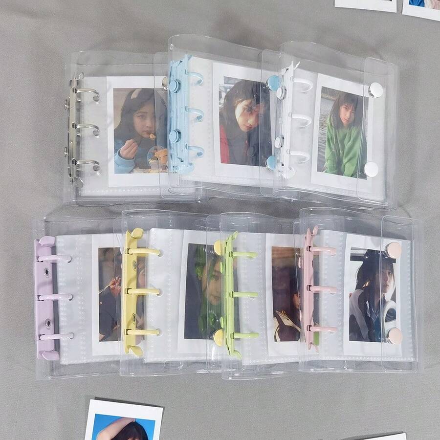 Fresh A8 Double Snap Mini 3-Ring Zipper Binder Card Album Glitter Loose-Leaf Planner 3-Inch Single Slot Photo Storage Album - Multicolor - View 1