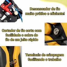 Alicate Decapador Manual e Cortador de Fios Multifuncional para Eletricista - amarelo 1pc - Visão 3