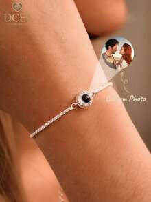 Personalized Photo Bracelet For Women, Custom Picture Jewelry Gift For Her, Mother's Day Gift - Diamond Projection - View 3