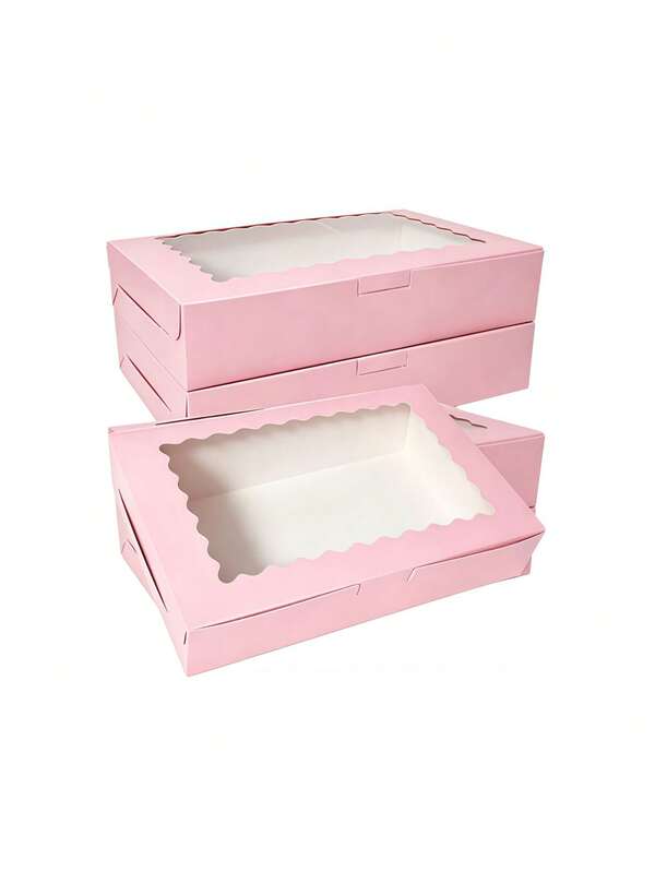1/10PCS PINK Large Capacity Window Paperboard Gift Box With Wavy Ripple Design Multifunctional Storage Organizer For Wedding Birthday Holiday Celebration Party Favor Christmas New Year Anniversary Graduation Bridal Shower Valentines Day And More
