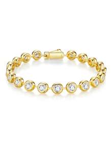 Luxury 925 Silver D-Color Moissanite Tennis Bracelet, Bridal Jewelry, Gift For Proposal, Wedding, Birthday & Anniversary - Gold - View 14