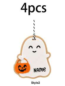 Custom Halloween Ghost Tag, Personalized Basket Wall Hanging Decor, Cute Spooky Name Sign, Customized Name Party Ornament, Customizable Holiday Gift For Halloween, Fall Room Decor, Halloween Decorations, Gifts For Family And Friends, Father, Mother - Style a - View 9