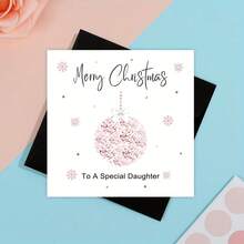 Merry Christmas To A Special Daughter Greeting Card, Pink Christmas Cards, Soft Pink Snowflake Confetti Minimal Holiday Card For Daughter - Multicolor - View 7