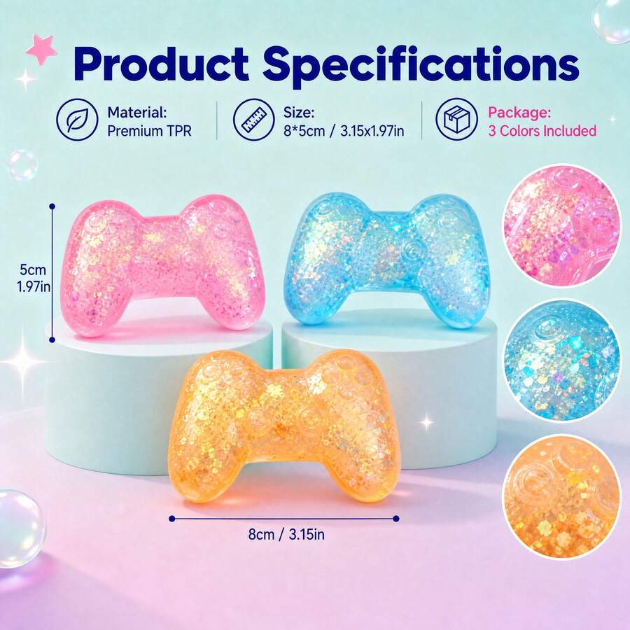 1pc Handle-Shaped Stress Relief Toy, Soft Squeeze Fidget Toy, Portable Desk Decor, Exquisite Holiday Gift - Multicolor - View 1