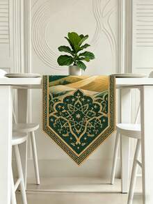1pc,Crafted Table Runner,Arabian Style,Saudi National Day Triangular Table Runner,Microwave Dust Cover,Protective Cover,Rectangular Tablecloth,Washable,Suitable For Home Dinner,Coffee Table,Kitchen And Dining Room Decoration,Table Decoration Party And Scene Decoration,Home Decor,Outdoor Patio Table Runner Decoration,Entrance Decoration,Fireplace Towel Decoration - Multicolor - View 3