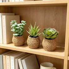 3pcs Mini Artificial Plant Bonsai Succulent Desktop Potted Plants, Suitable For Home Indoor, Garden, Office, Party (Highly Realistic), Photography And Other Decoration Scenes - Green - View 3
