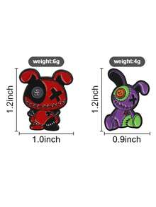 QIHOO 1PC Gothic Voodoo Bunny Doll Enamel Pin Cartoon Stitched Rabbit Lapel Badges Halloween Clothes Backpack Decor - Multicolor - View 6