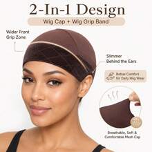 Women's Wig Cap | Skin-Friendly Short Hook 2-In-1 Modal Wig Cap, Non-Slip Velvet Wig Band, Breathable Glue-Free Wig Band, Halloween - View 4