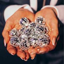 20pcs Mirror Disco Balls, Silver Reflective Glass Design, Refract Colorful Light Effects, Multiple Sizes Available, Can Be Hung Or Placed, Suitable For Party, Bar, Birthday Party, Wedding Scene Decoration, Create Retro Atmosphere, Also Can Be Used As Home Decor Ornament, Photography Prop, Atmosphere Decoration Item - Clear - View 7