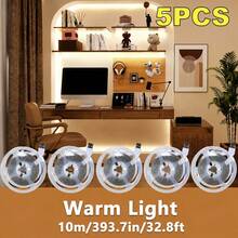 5pcs/3pcs/1pc, LED Light Strip With Switch, USB Powered Flexible Ceiling Light Strip With Button Switch, Warm White/White Light, Drill-Free Linear Light Strip Suitable For TV Backlight And Home Decor, Perfect For Weddings, Halloween, Christmas, Parties And More - White - View 20