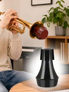 1pc Professional Mute Trumpet Mute, Made Of High-Density Foam And Durable PP Material, Noise Reduction Design, Universal Fit For All Trumpet Models (From Beginner To Professional), Portable Black/Red Color, Suitable For Recording Studio, Quiet Practice, Live Performance, Music School Lessons, Etc. - Multicolor - View 1