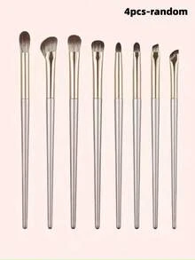 8pcs Champagne Gold Eyeshadow Brush Set Random, Soft Makeup Brushes, Eye Makeup Brushes, Beginner Nose Contour Blending Brush, Fine Eyeliner Brush, Angled Brow Brush, Makeup Tool Set - Gold - View 10