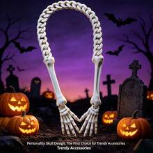 Halloween Horror Skeleton Bone Haunted House Escape Room Venue Decoration Plastic Prop Necklace Bone Set Halloween Skeleton, Suitable For Halloween Decoration, Yard And Room Decor - A - View 4