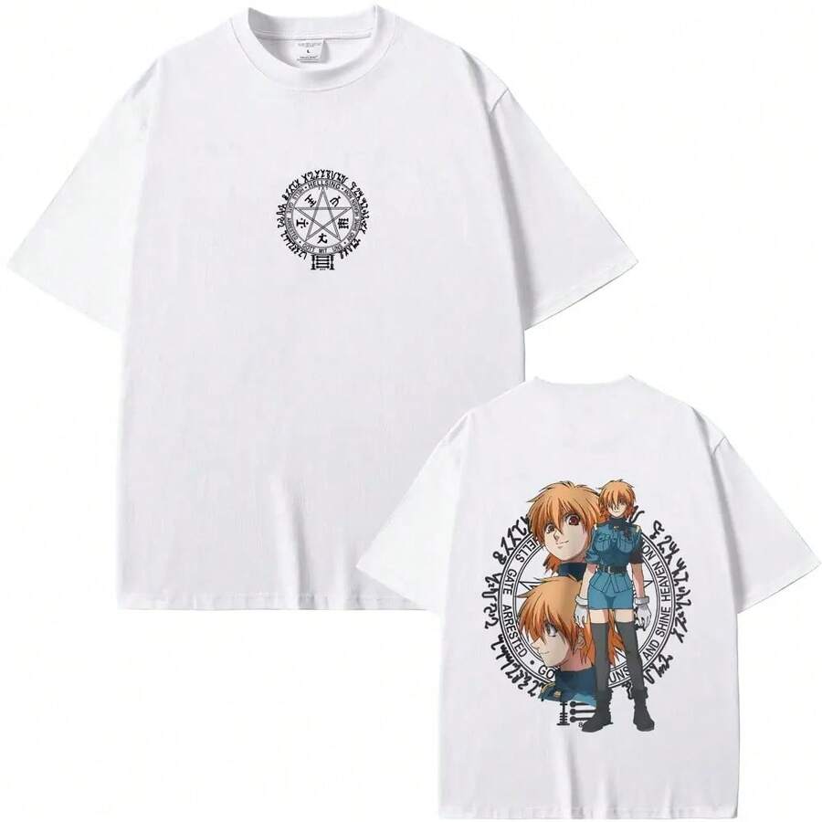 Anime Hellsing Seras Victoria Grafik-T-Shirt Vampir Alucard Merch T-Shirts für Männer und Frauen 90er Manga Oversized Crewneck T-Shirt Tops - Weiss - Übersicht 1