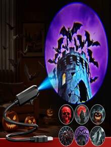 6pcs Halloween USB Projector Lights, Creative LED Halloween Projector Lights, Scary Atmosphere Lights, 6 Patterns USB Projector Lights, Suitable For Ceiling, Wall Decoration, Indoor Decoration, Home Decor, Halloween Decoration, Party Decoration And Room And Living Room Decoration - Halloween USB Projector Light 2 - View 12