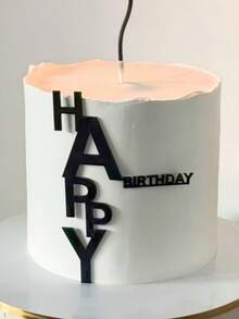 1/2/3/4pcs Fashionable Minimalist Black "Happy Birthday" Cake Toppers, Acrylic Cake Decorations - View 2