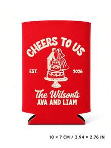 Personalized Wedding Can Coolers, Custom Text Can Sleeves For Reception Drinks, Bride And Groom Cake Design, Wedding Favors For Guests - Multicolor - View 16