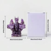 1PC Natural Amethyst Crystal Dragon Statue, Double Candle Holder Figurine, Reiki Healing Feng Shui Decor, Home & Office Desktop - Resin Fire Dragon Figurine - View 10